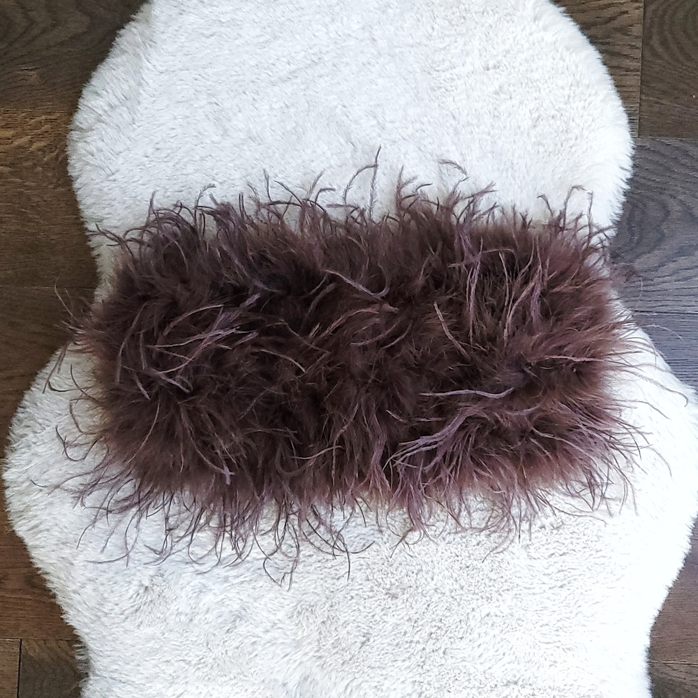 Lamarque Zaina Ostrich Feather Crop Bustier Top - Picture 3 of 14